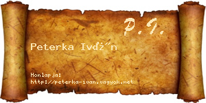 Peterka Iván névjegykártya
